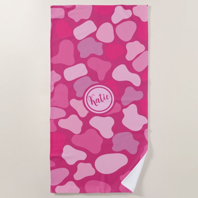 Serviette De Plage Motif Pierre Rose- (Devant)