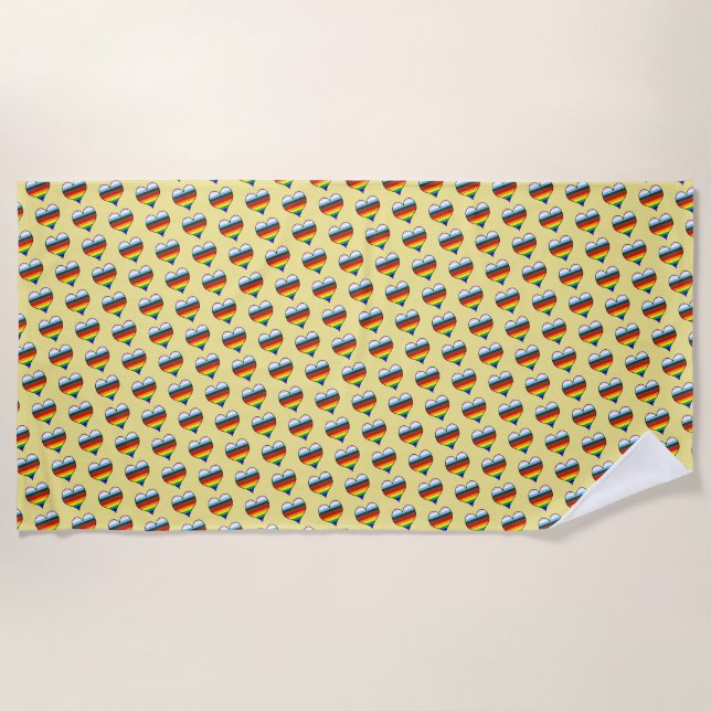 Serviette de plage Motif Rainbow Heart (Devant)