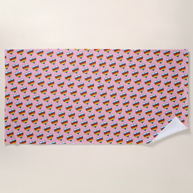 Serviette de plage Motif Rainbow Heart (Devant)