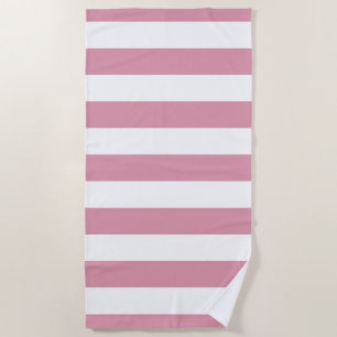 Serviette De Plage Motif rayé blanc de rose en pastel