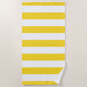 Serviette De Plage Motif rayé blanc jaune lumineux