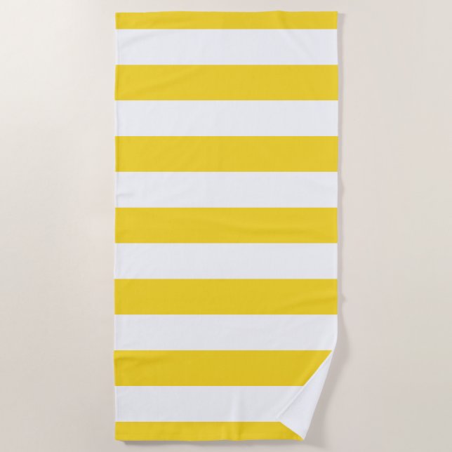 Serviette De Plage Motif rayé blanc jaune lumineux (Devant)
