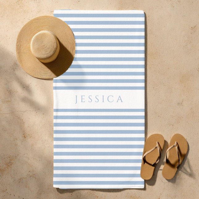 Serviette De Plage Motif rayé bleu moderne (Modern Blue Striped Pattern Beach Towel)
