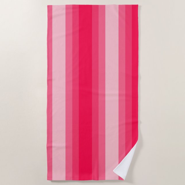 Serviette De Plage Motif rayé rose rose Vie Plage (Devant)