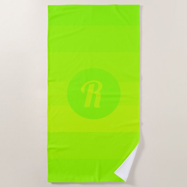 Serviette De Plage Motif rayé vert jaune vif (Devant)