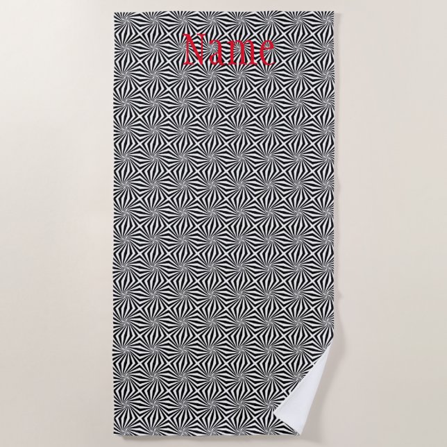 Serviette De Plage Motif rayonnant noir blanc Thunder_Cove (Devant)