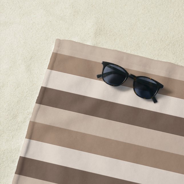 Serviette De Plage Motif rayures tons terre neutres Design  (En situation)