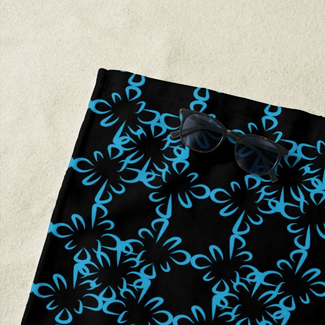 Serviette De Plage Motif Répété Abstrait Géométrique Eclipse Art Liné (En situation)