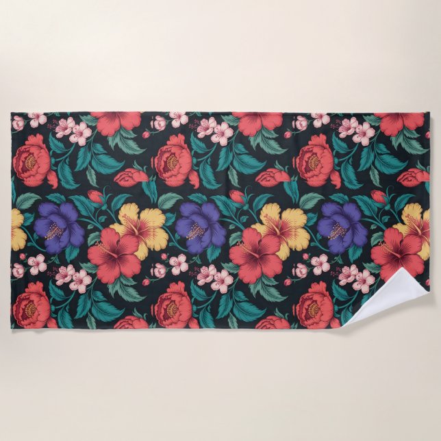 Serviette De Plage Motif répétitif de fleurs sauvages (Devant)