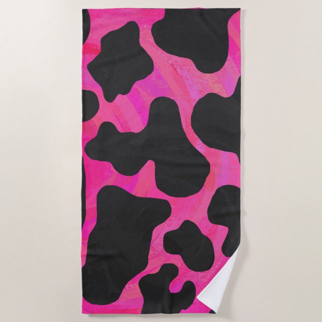 Serviette De Plage Motif rose chaud de vache (Devant)