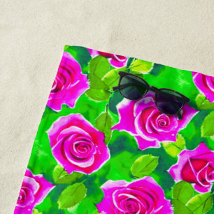 Serviette De Plage Motif Rose Fuchsia Pink