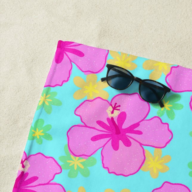 Serviette De Plage Motif rose Hibiscus (En situation)