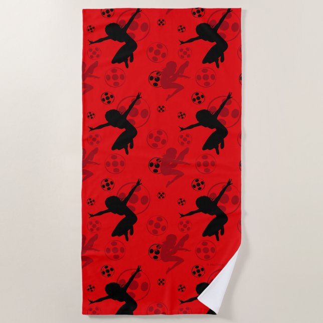 Serviette De Plage Motif rouge de la silhouette de Ladybug (Devant)