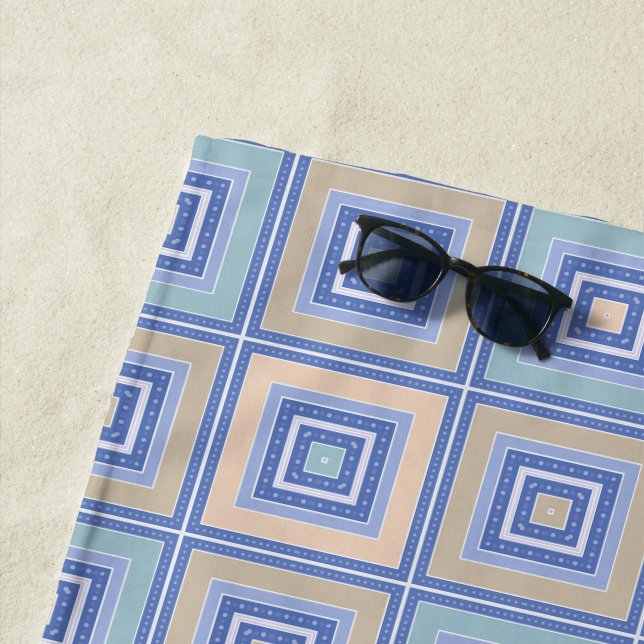 Serviette De Plage Motif rustique de carrés en patchwork (En situation)
