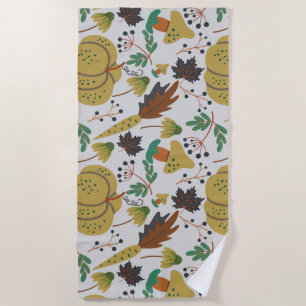 Serviette De Plage Motif sans couture de citrouilles tropicaux et car