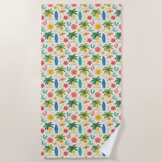 Serviette De Plage Motif sans couture de plage tropicale estivale