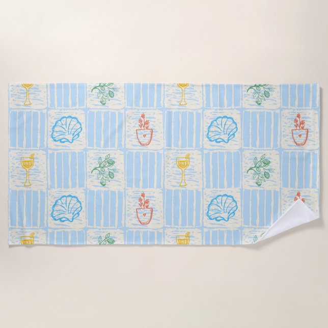 Serviette De Plage motif sans couture de style amalfi (Devant)