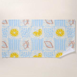 Serviette De Plage Motif sans couture de style amalfi avec des citron