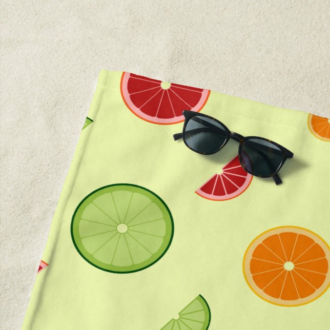 Serviette De Plage Motif sans couture de tranche d'orange (En situation)