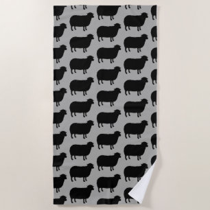 Serviette De Plage Motif Silhouettes de mouton noir