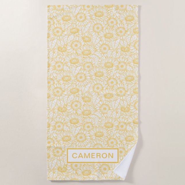 Serviette De Plage Motif Sunny Sunflower (Devant)