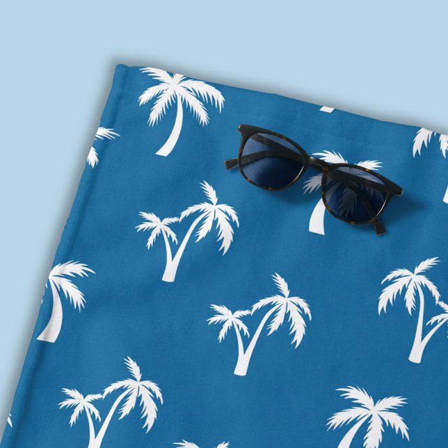 Serviette De Plage Motif tropical de palmier bleu (Blue palm tree beach towel )