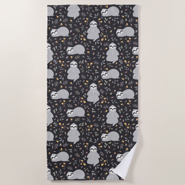 Serviette De Plage Motif tropical de paresse de bébé (Devant)