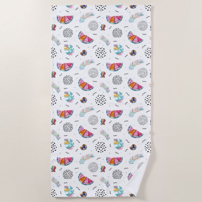 Serviette De Plage Motif tropical d'été de style de Memphis (Devant)