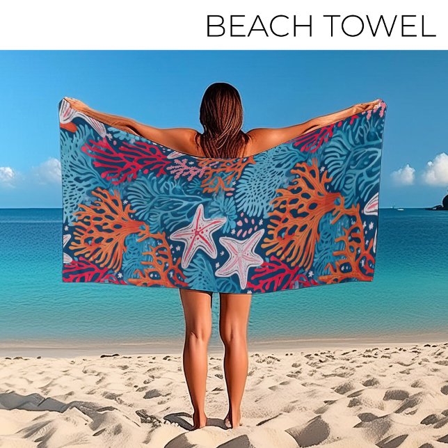 Serviette De Plage Motif tropical d'étoiles de mer et de corail (Créateur téléchargé)
