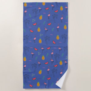 Serviette De Plage Motif tropical sans couture avec flamant rose anan