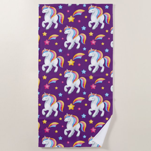 Serviette De Plage Motif Unicorn Magique Cheval mignon (Devant)