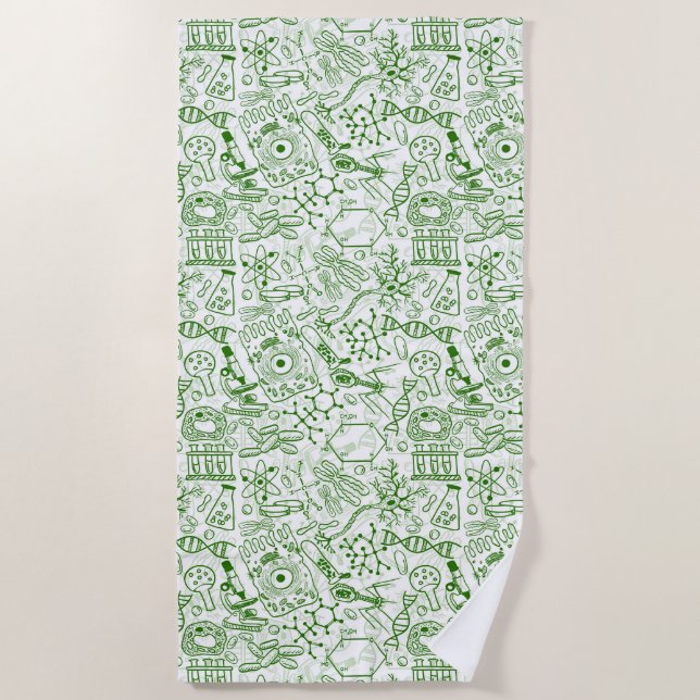 Serviette De Plage Motif vert de biologie (Devant)