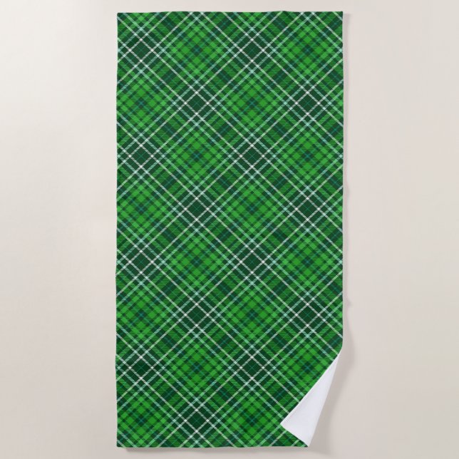 Serviette De Plage Motif vert-foncé et de Forest Green de plaid (Devant)