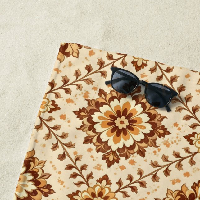 Serviette De Plage Motif vintage marron shabby (En situation)