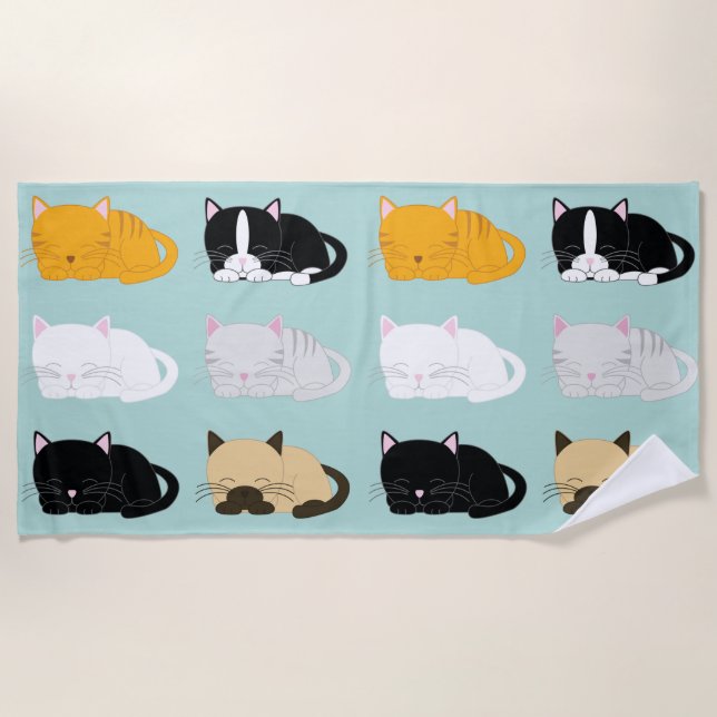 Serviette De Plage Motif Whimsical Cats (Devant)