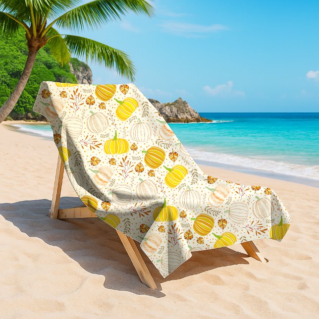 Serviette De Plage Motifs de citrouilles automne récolte (Créateur téléchargé)