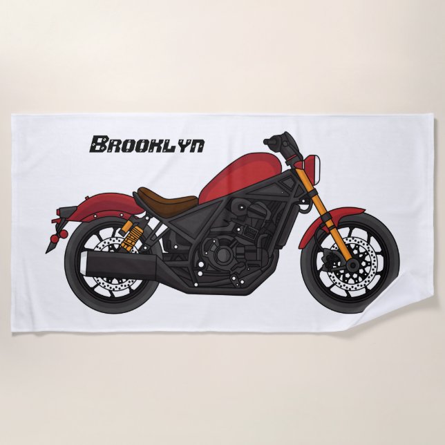 Serviette De Plage moto de style croiseur cool (Devant)
