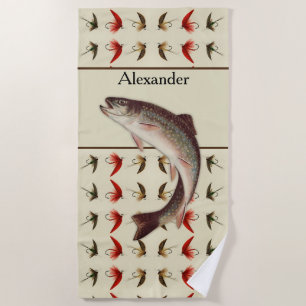 Serviette De Plage Mouches de pêche à la mouche sur mesure Truite arc