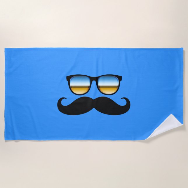 Serviette De Plage Moustache fraîche sous des nuances (Devant)