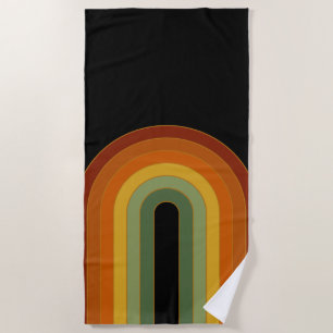 Serviette De Plage Muet Rétro Seventies Rainbow Black