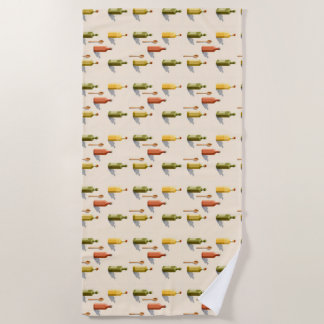 Serviette De Plage multi colored low poly bottles and wooden spoons