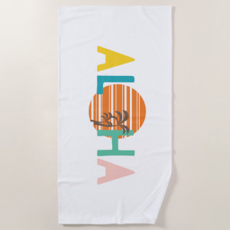 Serviette De Plage Multicolor Minimaliste "Aloha" Coucher de soleil P