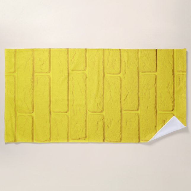 Serviette De Plage mur en brique jaune (Devant)