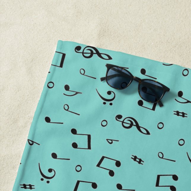 Serviette De Plage Musical Noir  (En situation)