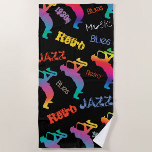 Serviette De Plage Musiciens de jazz Musique rétro POP ART