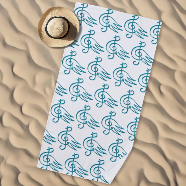 Serviette De Plage musique d'oiseau bleu (Créateur téléchargé)