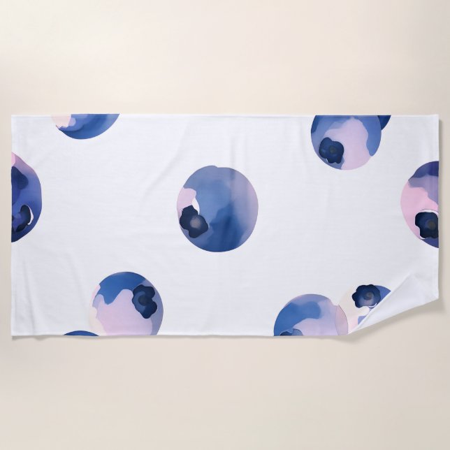 Serviette De Plage Myrtilles motif aquarelle  (Devant)