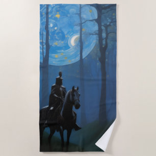 Serviette De Plage Mystérieux Chevalier Noir dans la Forêt Lune