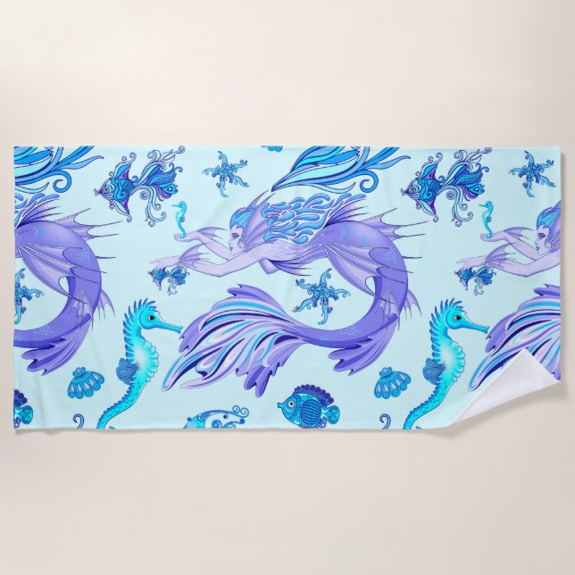 Serviette De Plage Mystic Fairy Purple Créature Carreaux en céramique (Devant)