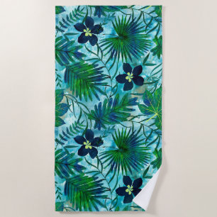 Serviette De Plage Nalani Jardin Tropical Hawaïen Sarcelle